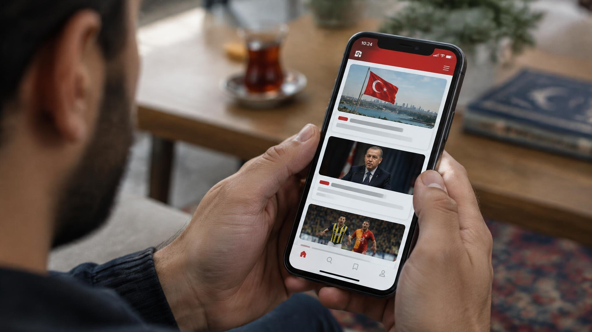 Person checking news headlines on a smartphone