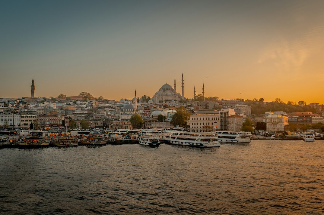 Istanbul city skyline at sunset